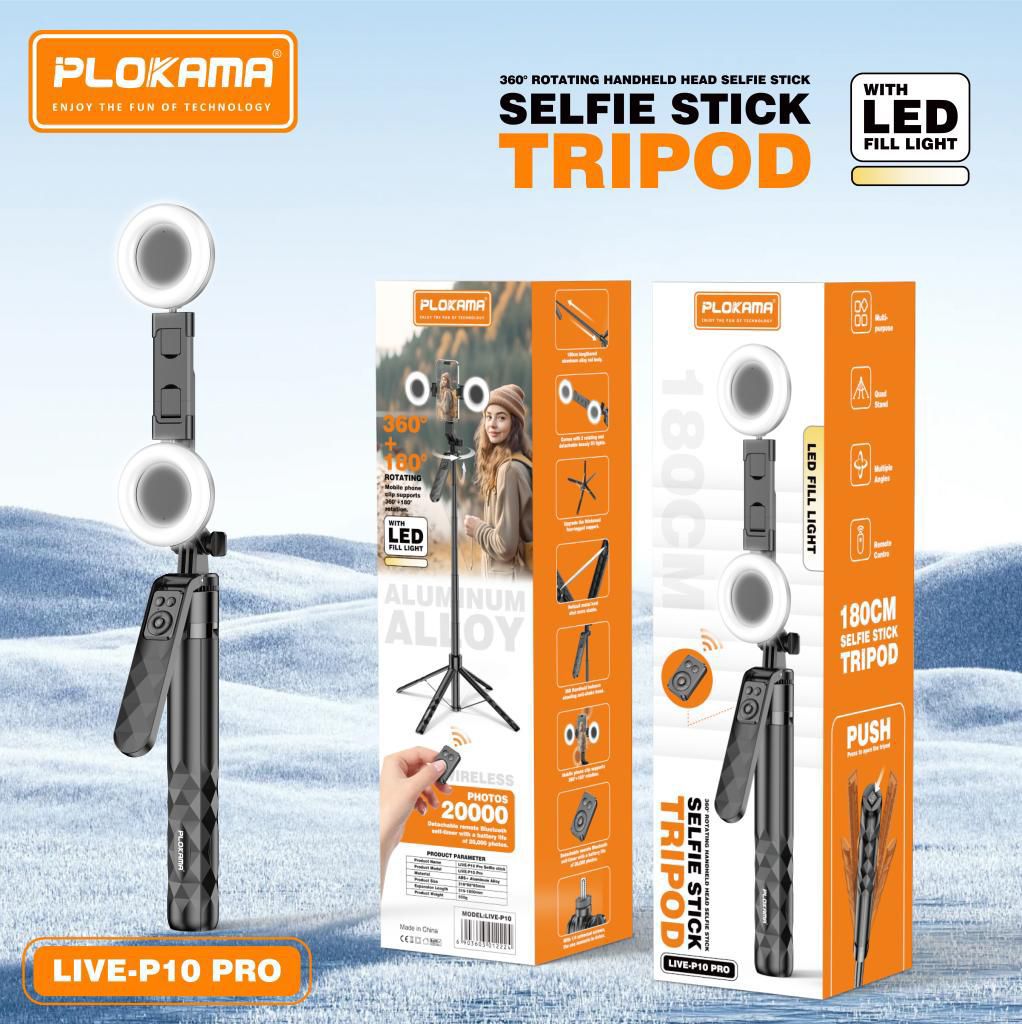  3-in-1 device functioning as a selfie stick, 